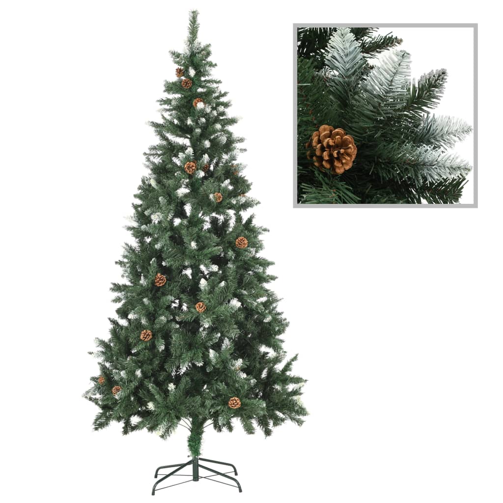 Artificial Pre-lit Christmas Tree with Ball Set&Pine Cones 210 cm