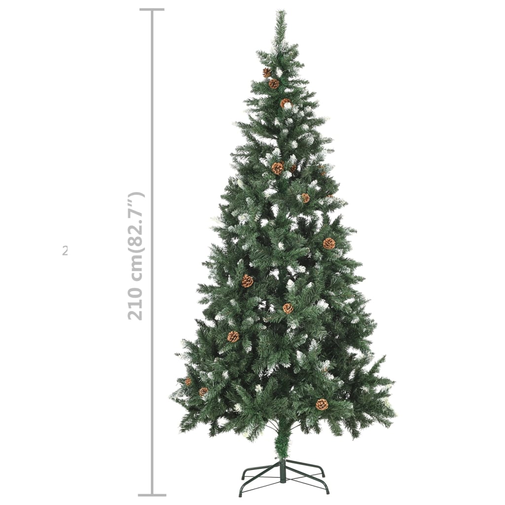 Artificial Pre-lit Christmas Tree with Ball Set&Pine Cones 210 cm