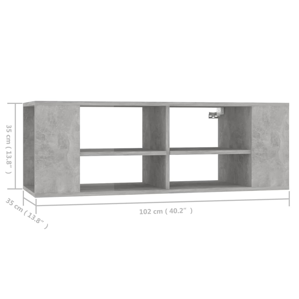 Wall-Mounted TV Cabinet Concrete Grey 102x35x35 cm Engineered Wood