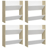 Wall Shoe Cabinets 4 pcs White&Sonoma Oak 60x18x60 cm Engineered Wood