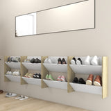 Wall Shoe Cabinets 4 pcs White&Sonoma Oak 60x18x60 cm Engineered Wood