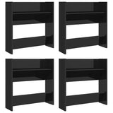 Wall Shoe Cabinets 4 pcs High Gloss Black 60x18x60 cm Engineered Wood