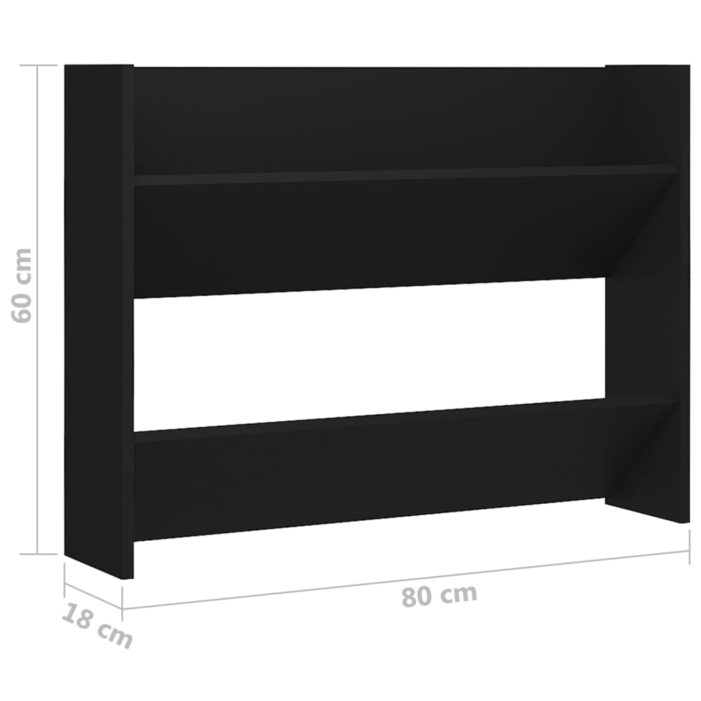 Wall Shoe Cabinet Black 80x18x60 cm Engineered Wood