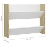 Wall Shoe Cabinet White and Sonoma Oak 80x18x60 cm Engineered Wood