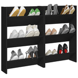 Wall Shoe Cabinets 2 pcs  Black 60x18x90 cm Engineered Wood