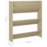 Wall Shoe Cabinet Sonoma Oak 80x18x90 cm Engineered Wood