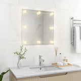 Wall Mirror with LED Lights Square Glass