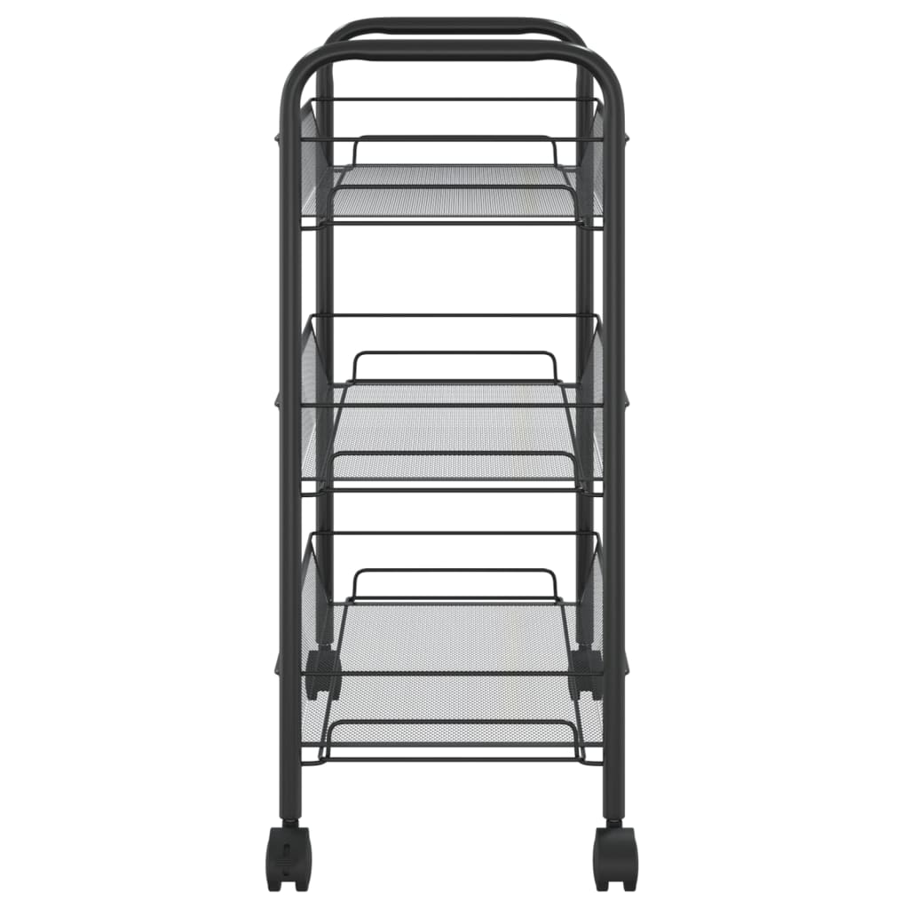 3-Tier Kitchen Trolley Black 46x26x64 cm Iron