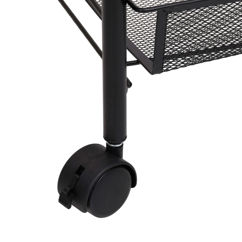 3-Tier Kitchen Trolley Black 46x26x64 cm Iron