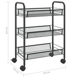 3-Tier Kitchen Trolley Black 46x26x64 cm Iron