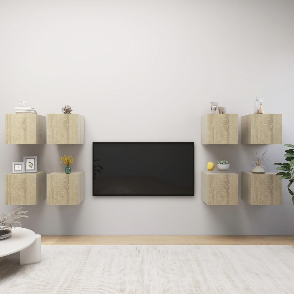 Wall Mounted TV Cabinets 8 pcs Sonoma Oak 30.5x30x30 cm