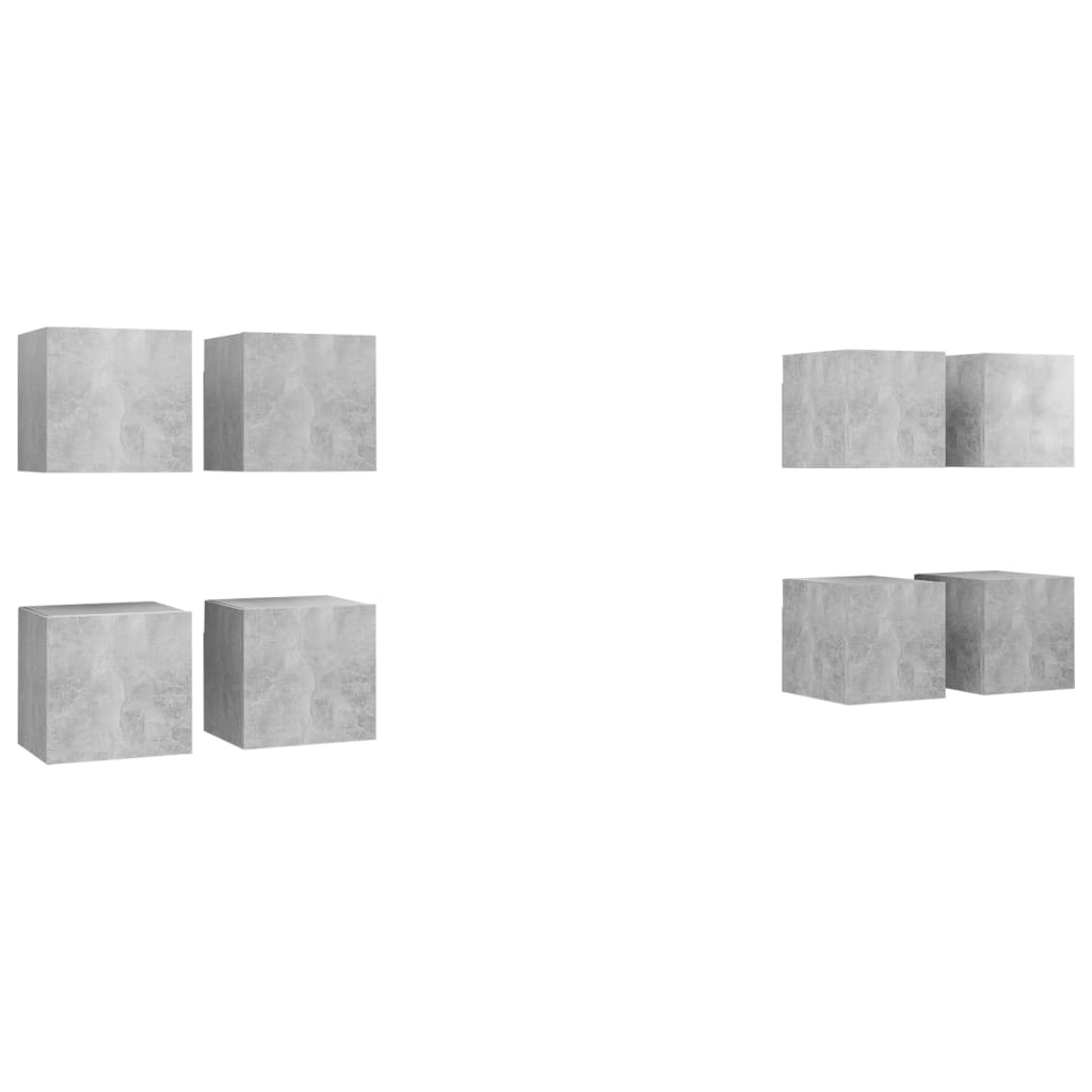 Wall Mounted TV Cabinets 8 pcs Concrete Grey 30.5x30x30 cm