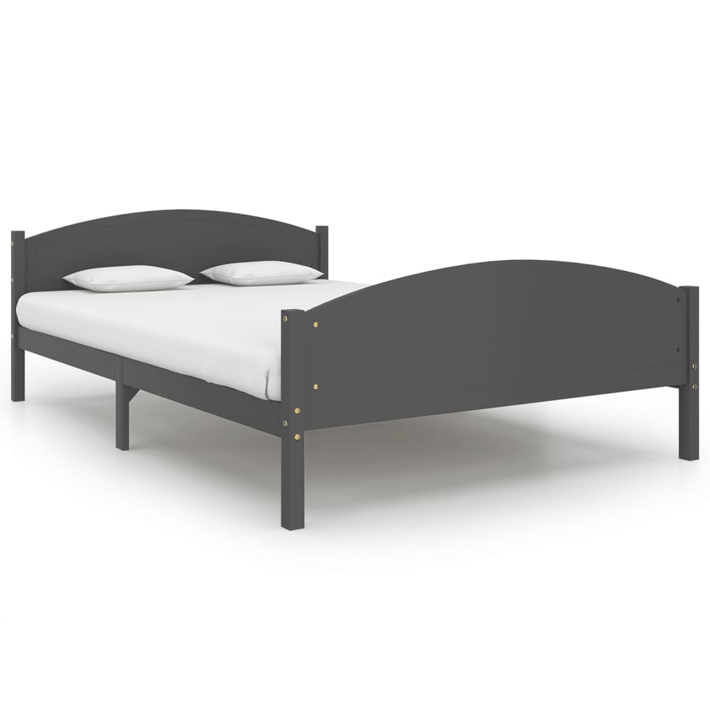 Bed Frame without Mattress Dark Grey Solid Pine Wood 160x200cm