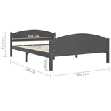 Bed Frame without Mattress Dark Grey Solid Pine Wood 160x200cm