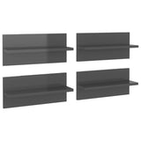 Wall Shelves 4 pcs High Gloss Grey 40x11.5x18 cm