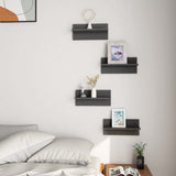 Wall Shelves 4 pcs High Gloss Grey 40x11.5x18 cm