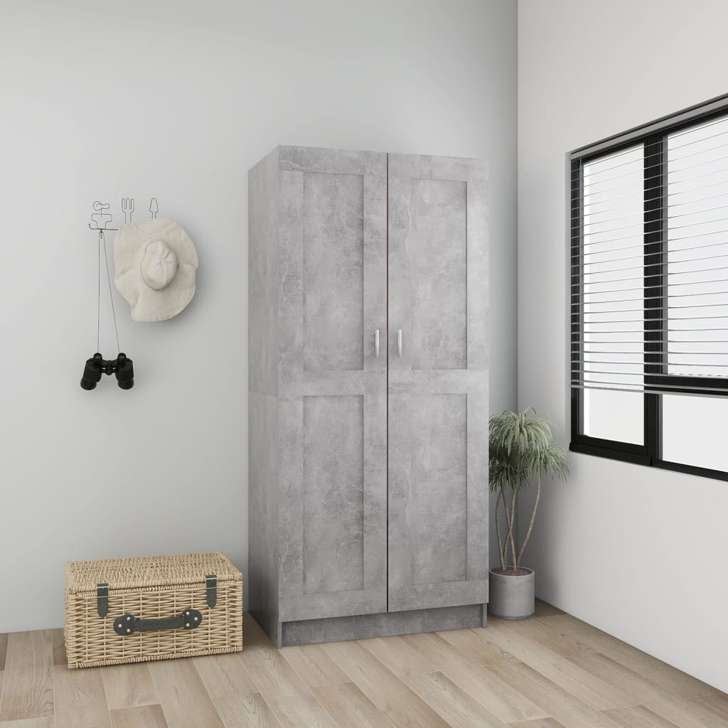 Wardrobe Concrete Grey 82.5x51.5x180 cm Engineered Wood