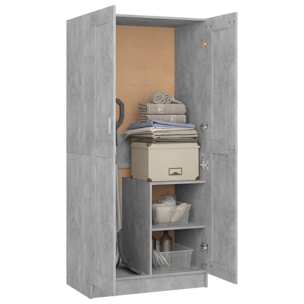 Wardrobe Concrete Grey 82.5x51.5x180 cm Engineered Wood