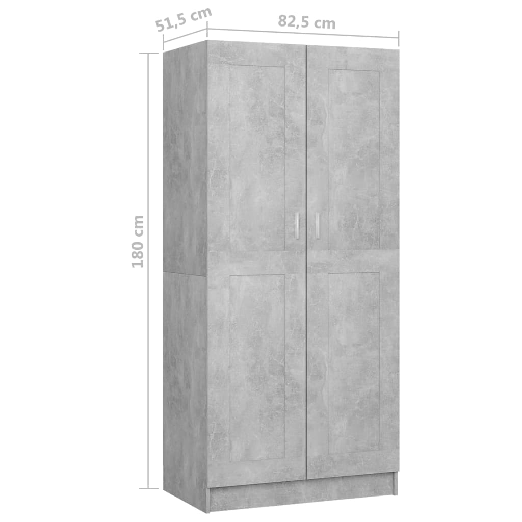 Wardrobe Concrete Grey 82.5x51.5x180 cm Engineered Wood