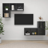 Wall-mounted TV Cabinets 4 pcs High Gloss Grey Engineered Wood