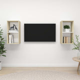 Wall-mounted TV Cabinets 2 pcs White and Sonoma Oak Engineered Wood