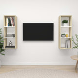 Wall-mounted TV Cabinets 2 pcs White and Sonoma Oak Engineered Wood