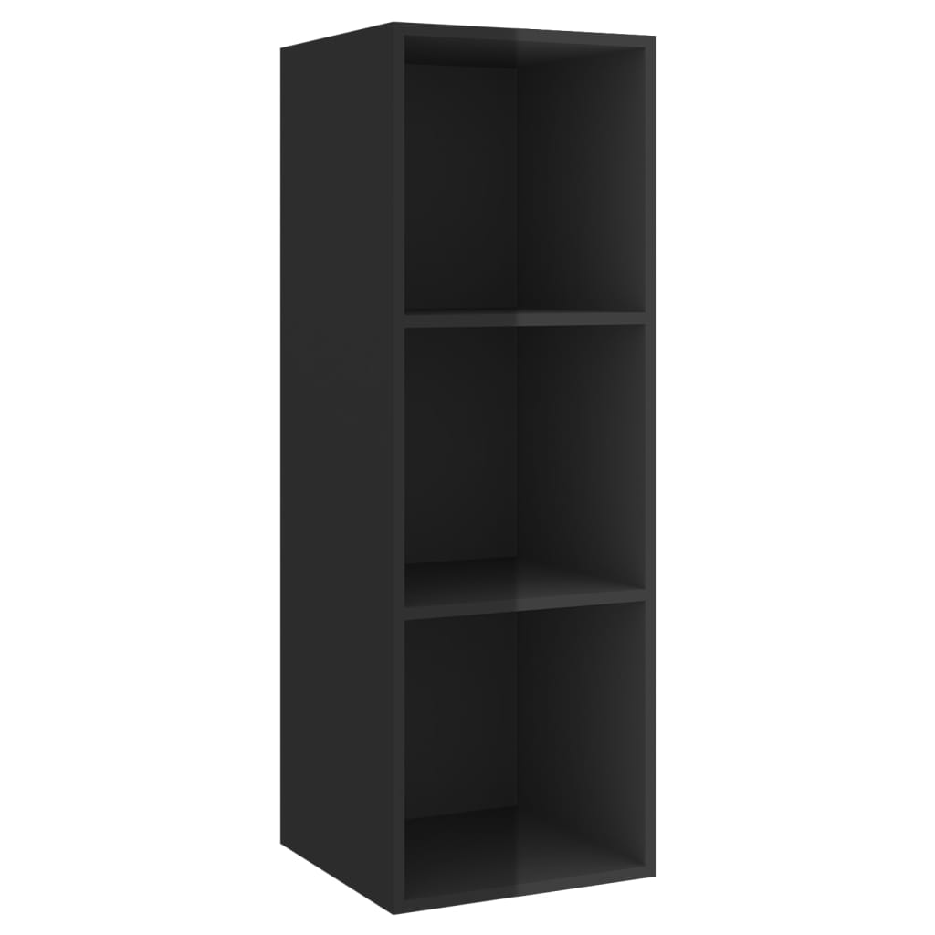 Wall-mounted TV Cabinets 2 pcs High Gloss Black Engineered Wood