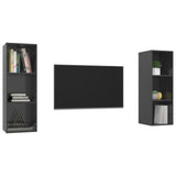 Wall-mounted TV Cabinets 2 pcs High Gloss Grey Engineered Wood