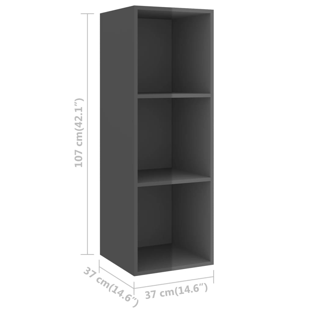 Wall-mounted TV Cabinets 2 pcs High Gloss Grey Engineered Wood