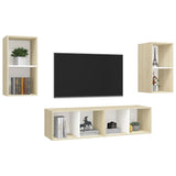 Wall-mounted TV Cabinets 4 pcs White and Sonoma Oak Engineered Wood