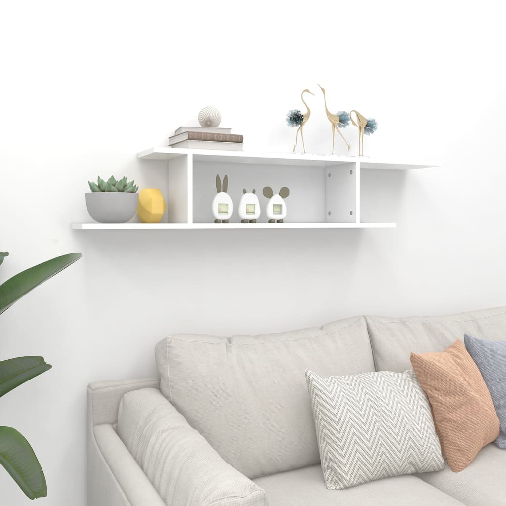 Wall-Mounted TV Shelf White 125x18x23 cm Engineered Wood