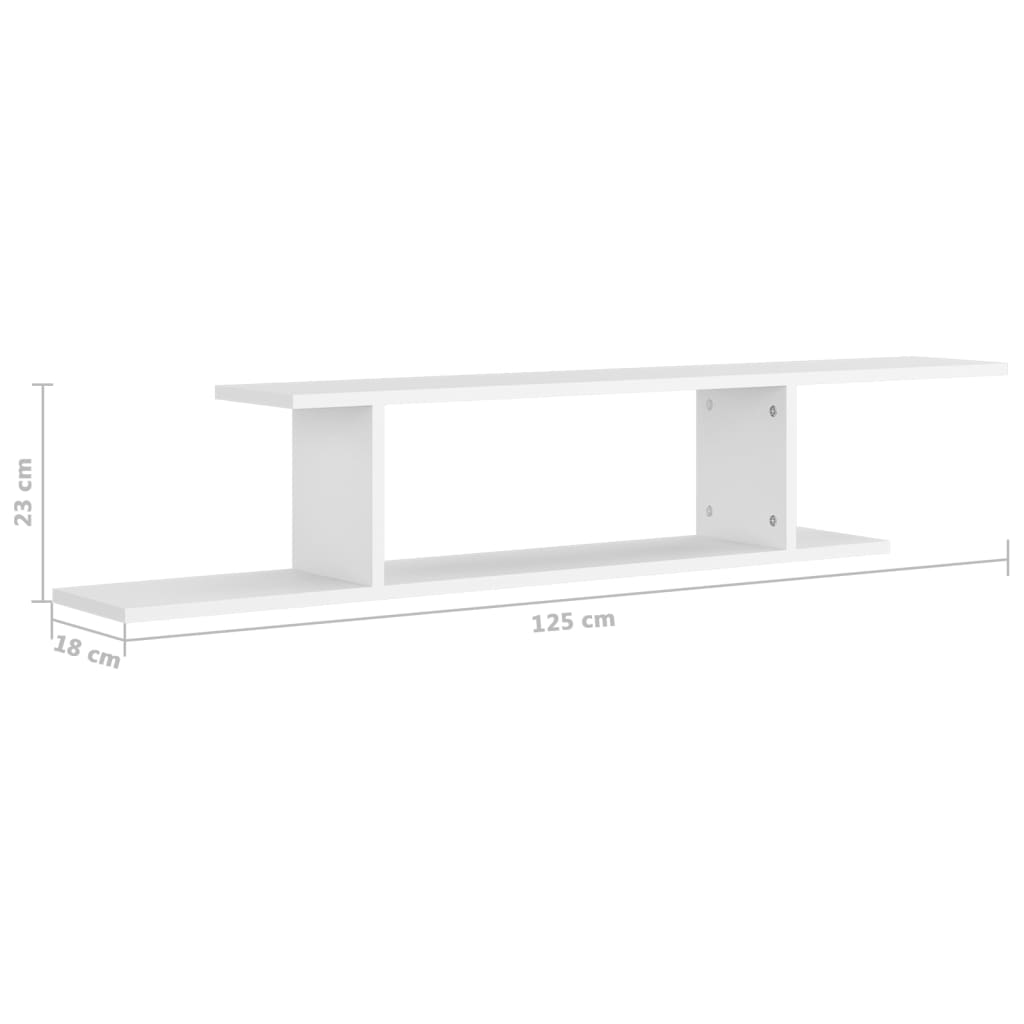 Wall-Mounted TV Shelf White 125x18x23 cm Engineered Wood