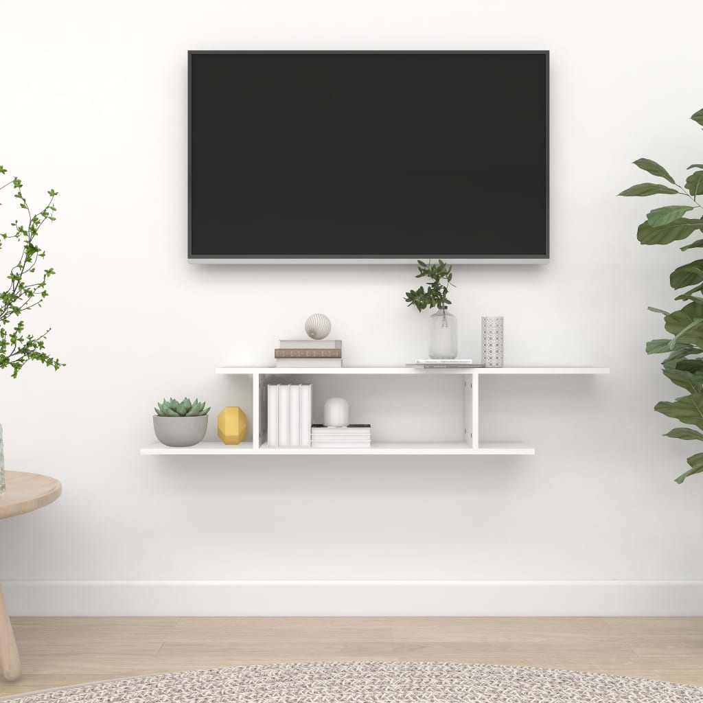 Wall-Mounted TV Shelf White 125x18x23 cm Engineered Wood