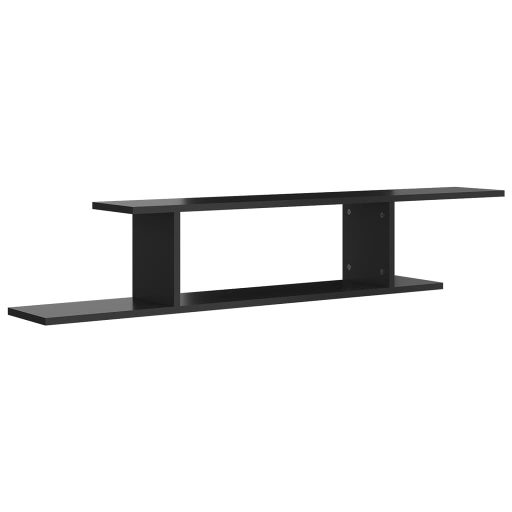 Wall-Mounted TV Shelf High Gloss Black 125x18x23 cm Engineered Wood