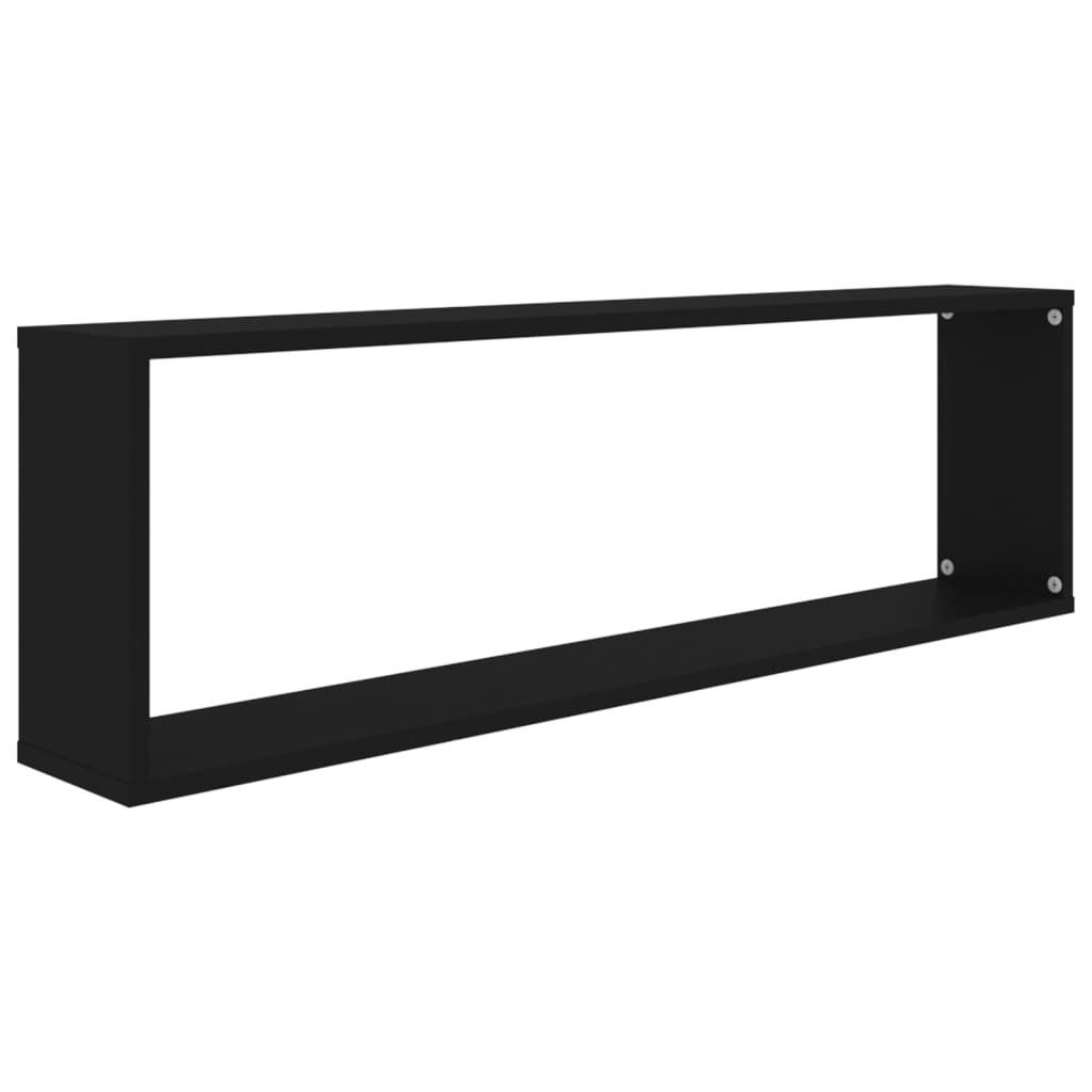 Wall Cube Shelf 2 pcs Black 100x15x30 cm Engineered Wood