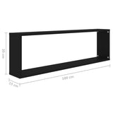 Wall Cube Shelf 2 pcs Black 100x15x30 cm Engineered Wood