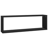 Wall Cube Shelf 2 pcs Black 80x15x26.5 cm Engineered Wood