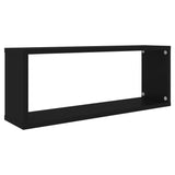 Wall Cube Shelf 2 pcs Black 60x15x23 cm Engineered Wood