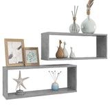 Wall Cube Shelf 2 pcs Concrete Grey 60x15x23 cm Engineered Wood