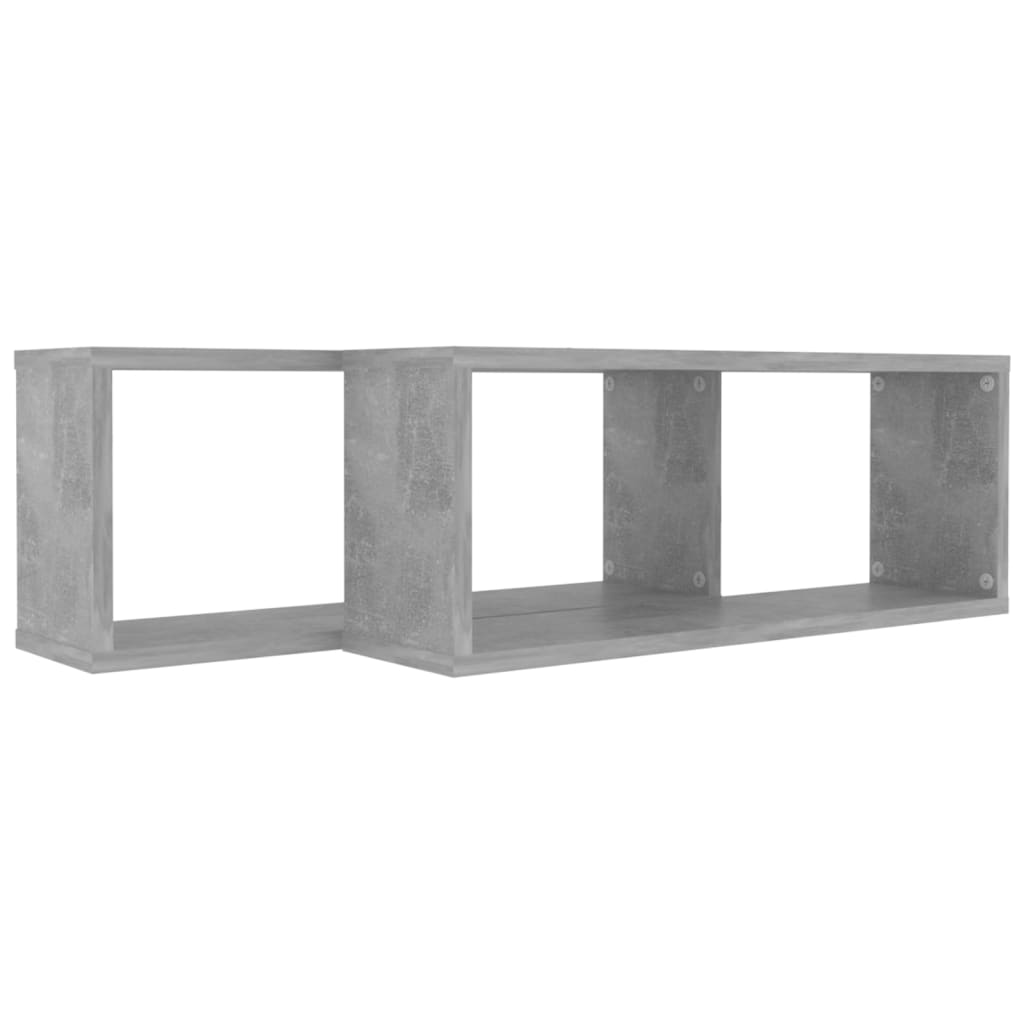 Wall Cube Shelf 2 pcs Concrete Grey 60x15x23 cm Engineered Wood