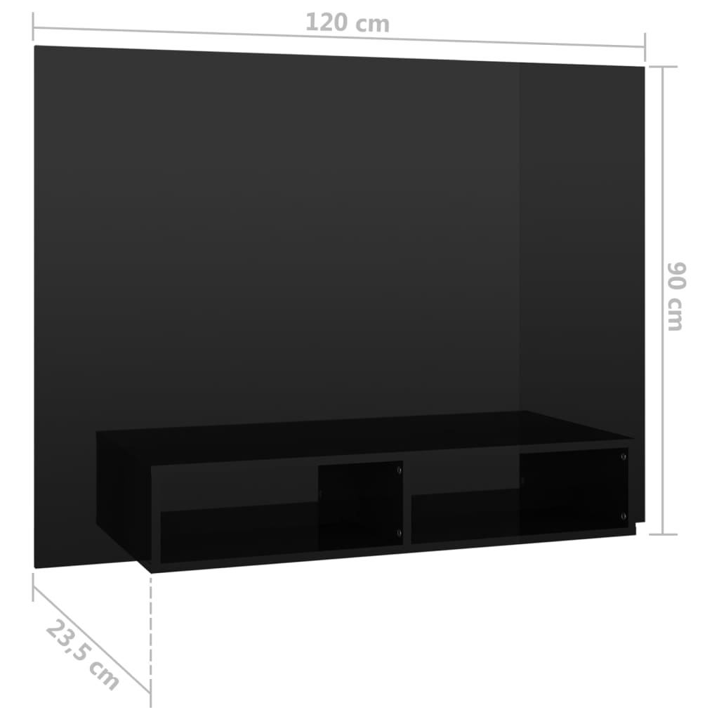 Wall TV Cabinet High Gloss Black 120x23.5x90 cm Engineered Wood