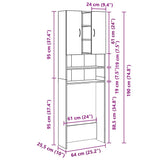 Washing Machine Cabinet Concrete Grey 64x25.5x190 cm