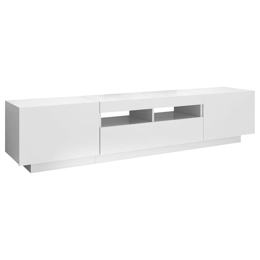 TV Cabinet with LED Lights White 180x35x40 cm