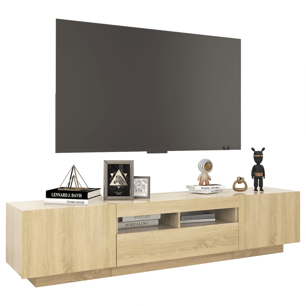 TV Cabinet with LED Lights Sonoma Oak 180x35x40 cm