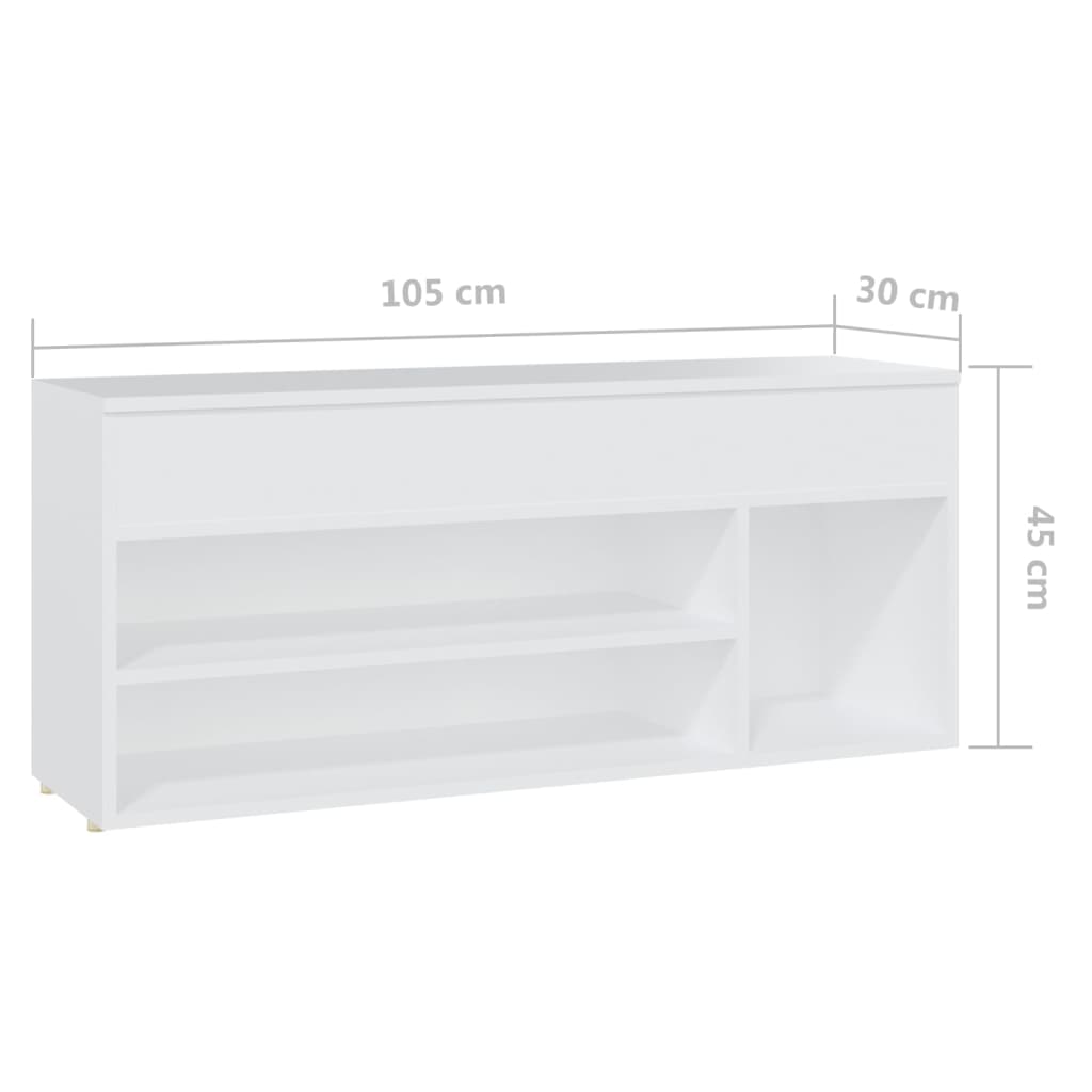 Shoe Bench White 105x30x45 cm Engineered Wood