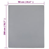 Jersey Fitted Sheet Grey 90x200 cm Cotton