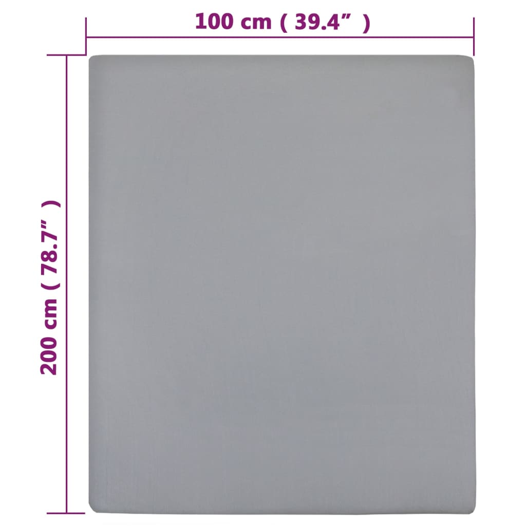 Jersey Fitted Sheet Grey 100x200 cm Cotton