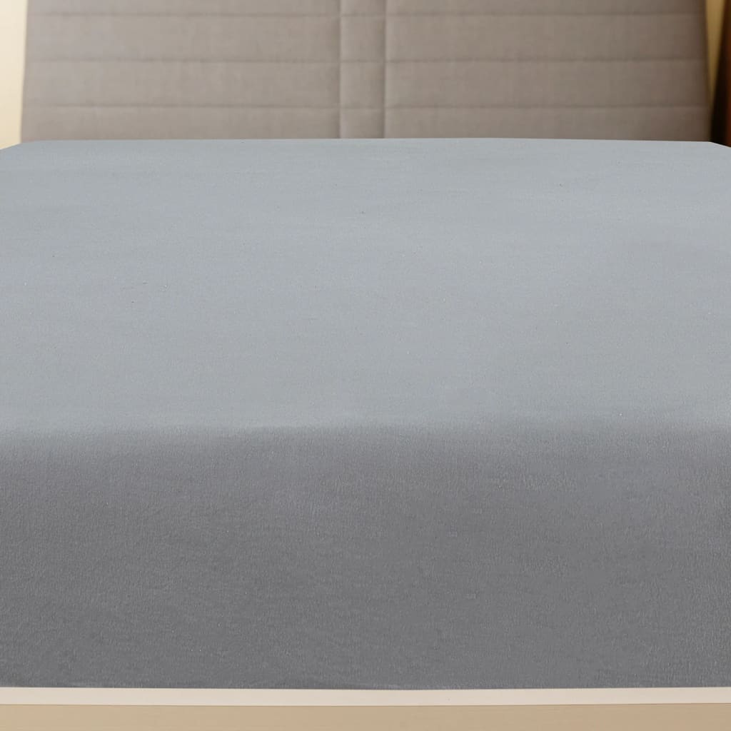 Jersey Fitted Sheets 2 pcs Grey 140x200 cm Cotton