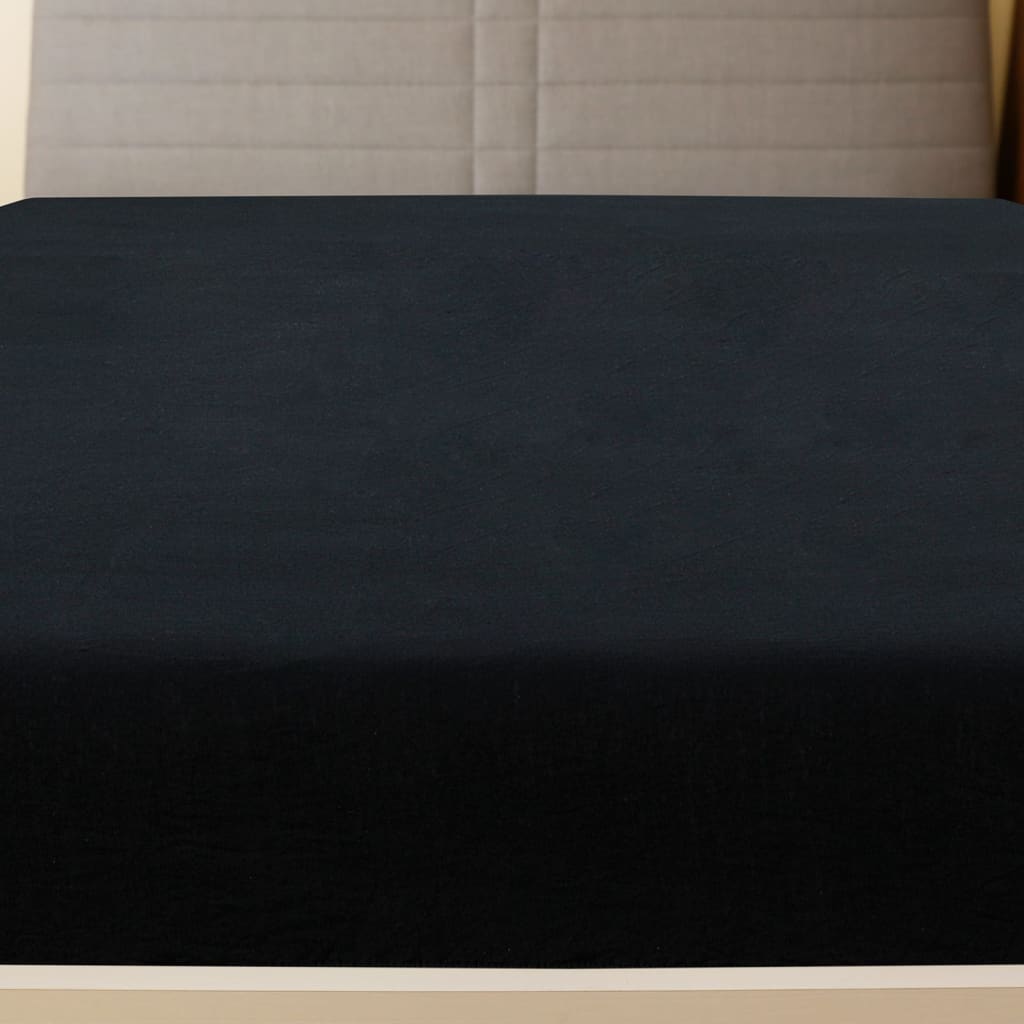 Jersey Fitted Sheet Black 90x200 cm Cotton