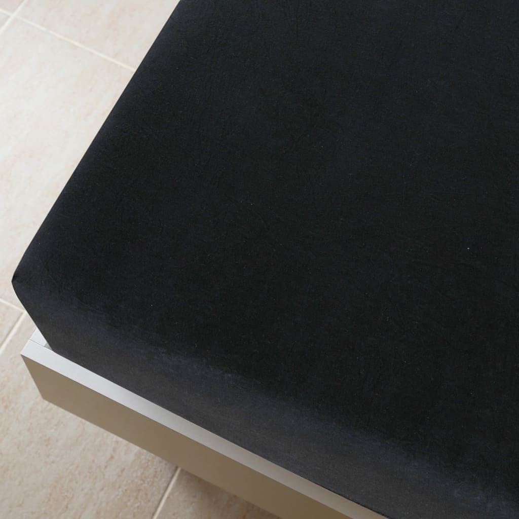 Jersey Fitted Sheet Black 90x200 cm Cotton